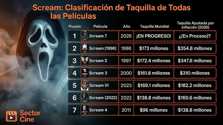 Scream: Ranking de taquilla de todas las películas (Actualizado 2026)